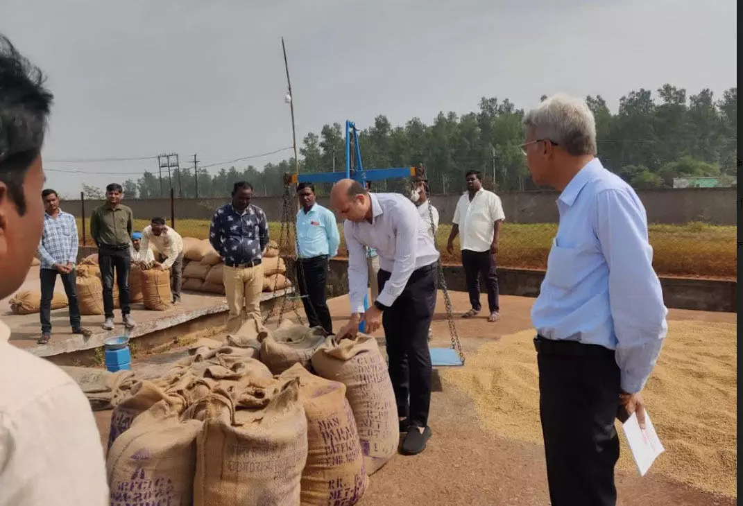 Raipur News : धान खरीदी केंद्र पर कलेक्टर ने लिया व्यवस्था का जायजा 1 Raipur News