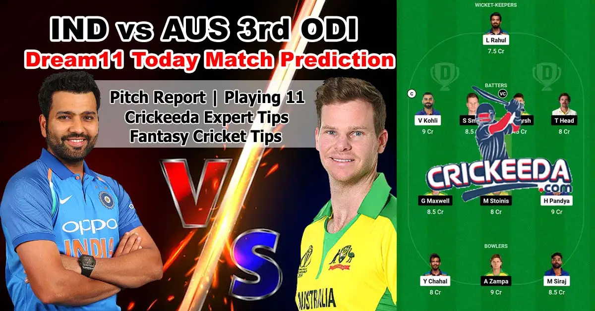 IND vs AUS 3rd ODI Dream11 Prediction Today Match | Probable Playing 11| Player Stats | पिच रिपोर्ट | फैंटेसी क्रिकेट टिप्स | ऑस्ट्रेलिया का भारत दौरा 1 IND vs AUS 3rd ODI Dream11 Prediction Today Match