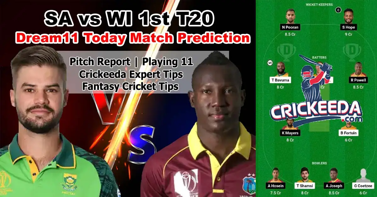SA vs WI 1st T20 Dream11 Prediction Today Match