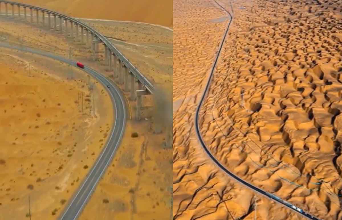 Railway Line In Desert: इंजीनियरों ने रचा इतिहास, विशाल रेगिस्तान में रेल लाइन बनाकर दौड़ा दी ट्रेन 1 Railway Line In Desert: इंजीनियरों ने रचा इतिहास, विशाल रेगिस्तान में रेल लाइन बनाकर दौड़ा दी ट्रेन