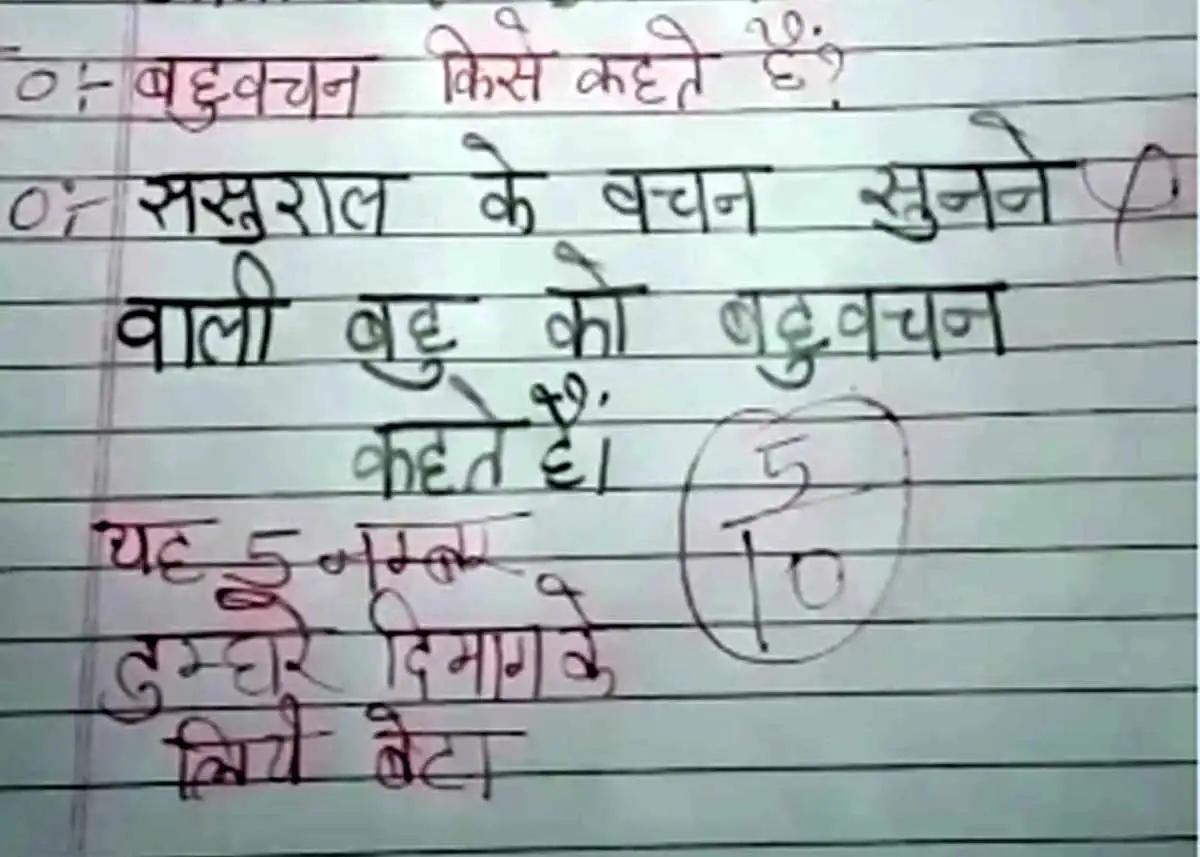 Ajab Gajab: हिंदी के पेपर में पूछा- बहुवचन किसे कहते हैं? जवाब सुन हंस-हंसकर लोटपोट हुए लोग 1 ajab gajab video in social media