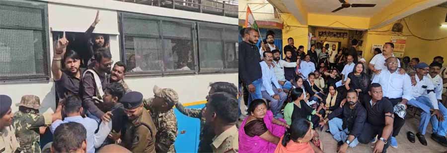 आदिवासी विकास प्राधिकरण बैठक का विरोध कर रहे कांग्रेसियों को पुलिस ने किया गिरफ्तार 1 congress2 आदिवासी विकास प्राधिकरण बैठक का विरोध कर रहे कांग्रेसियों को पुलिस ने किया गिरफ्तार