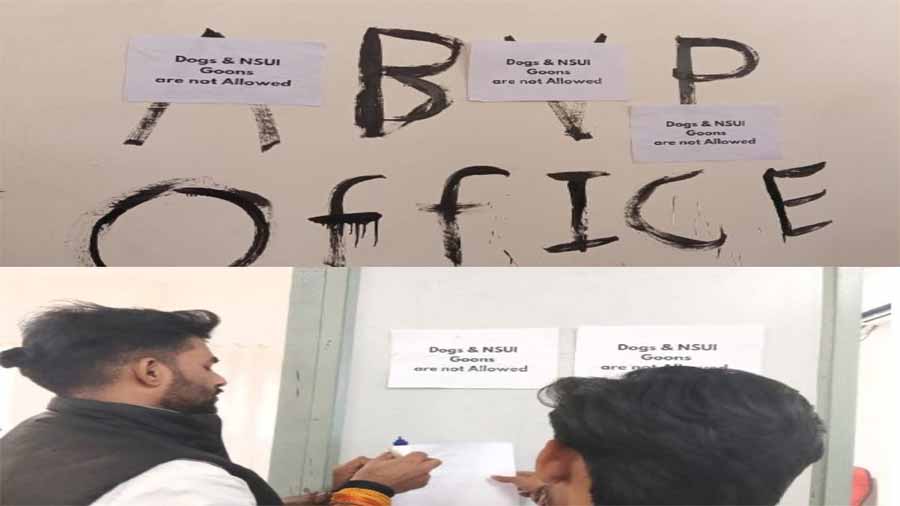 एनएसयूआई के विरोध के बाद ABVP ने लगाए Dogs & Nsui Goons Not Allowed के पोस्टर 1 1 413 एनएसयूआई के विरोध के बाद ABVP ने लगाए Dogs & Nsui Goons Not Allowed के पोस्टर