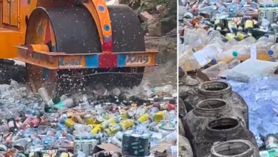28A 25 नर्मदापुरम में आबकारी विभाग ने 59.84 लाख की शराब पर चला बुलडोजर:आबकारी विभाग ने जब्त कर नष्ट करवाई