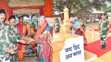 Rajasthan 17 1 राजस्थान-जैसलमेर में केन्द्रीय वित्त मंत्री ने शक्तिपीठ तनोट माता के किए दर्शन, ऑडियो विजुअल और हथियार प्रदर्शनी का अवलोकन