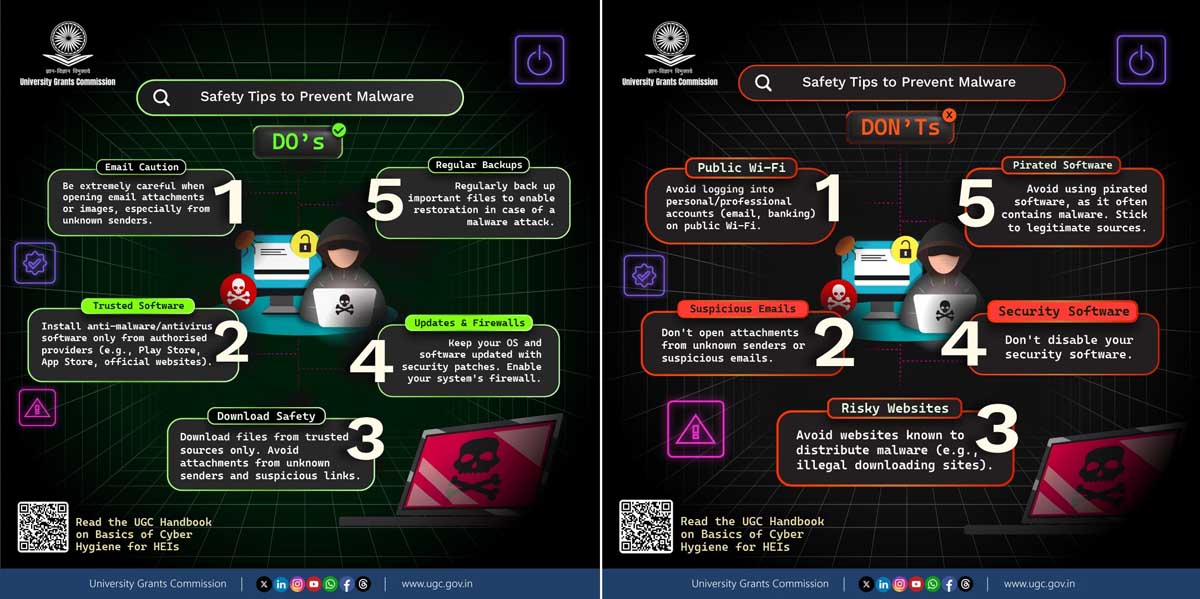 Alert: पब्लिक USB चार्जर और सार्वजनिक Wifi से हो सकता है आप का बैंक अकाउंट खाली 2 Read the UGC Handbook on Cyber Hygiene for HEIs to stay informed and stay safe